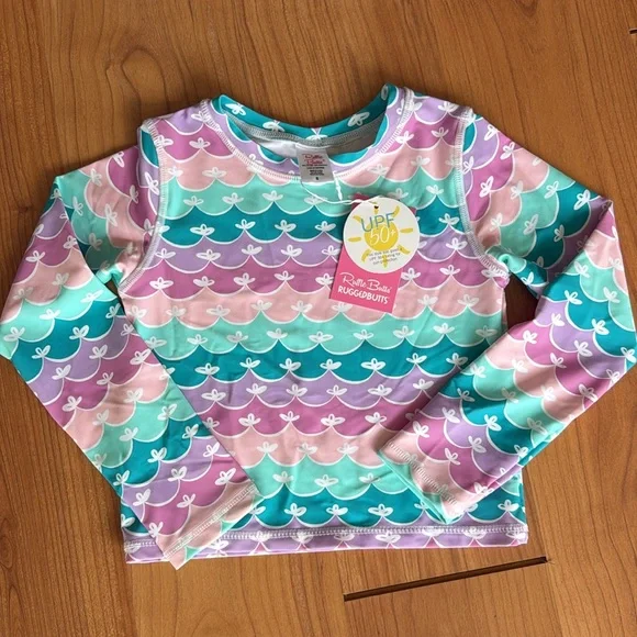 NWT Ruffle Butts Mermaid Rash Guard Set - Picture 4 of 5